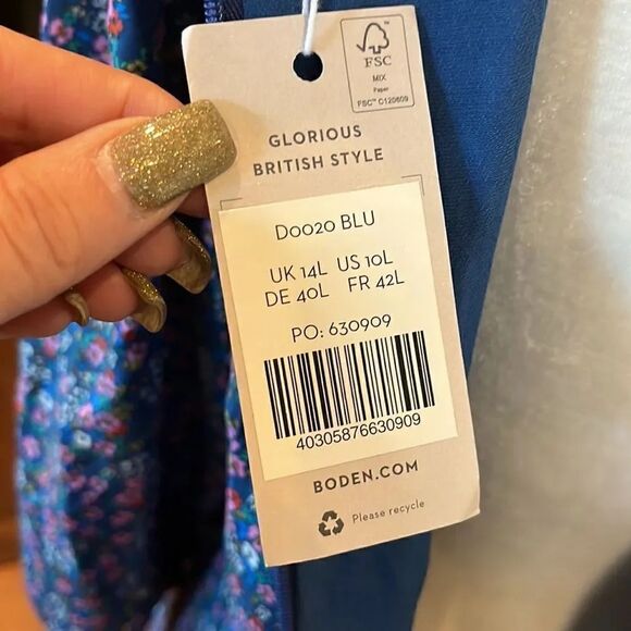 Boden Iris Midi Dress Galaxy Blue, Pretty Floral, 10L! - Picture 10 of 12
